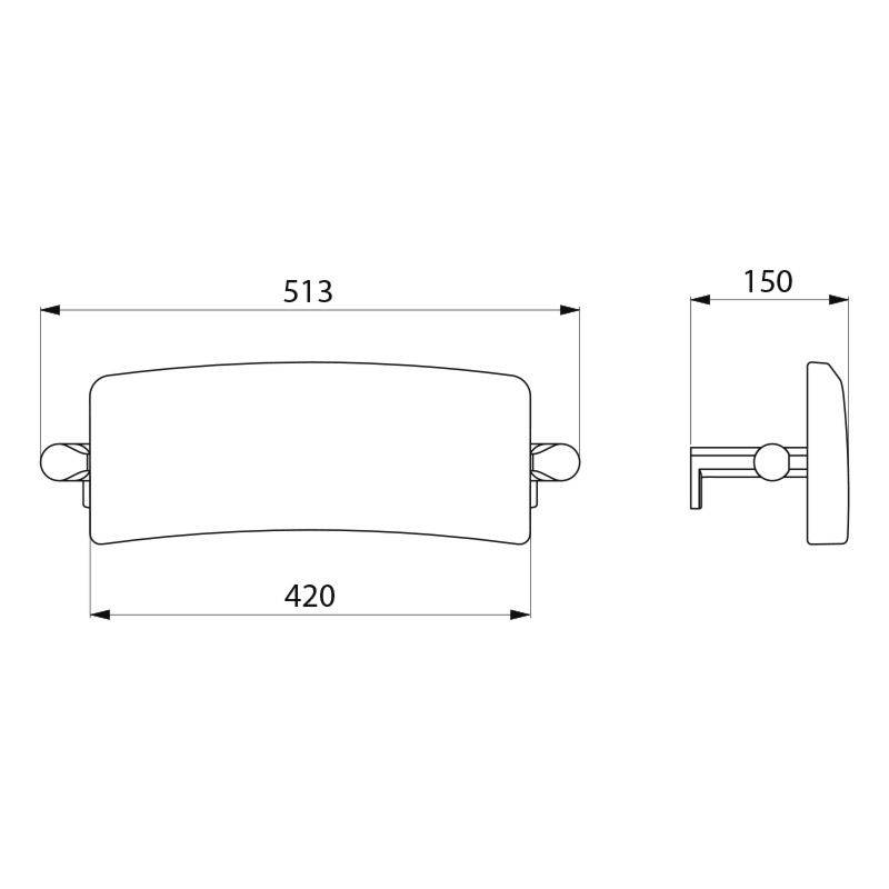 Delabie Rückenlehne Be-Line für WC Aluminium matt schwarz