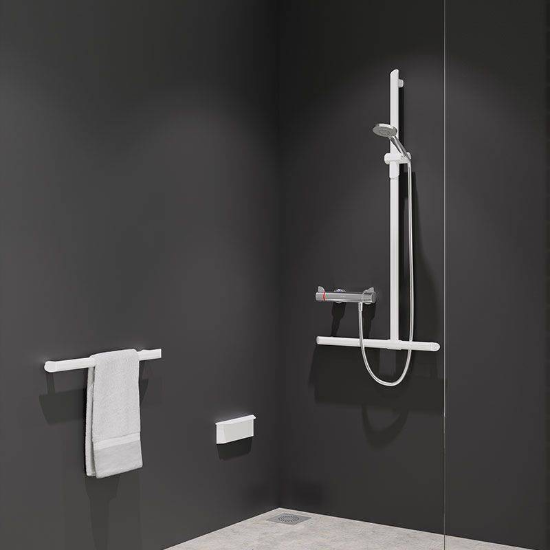 Delabie Handlauf T-Form Be-Line D35 H.1130x500 Aluminium weiß