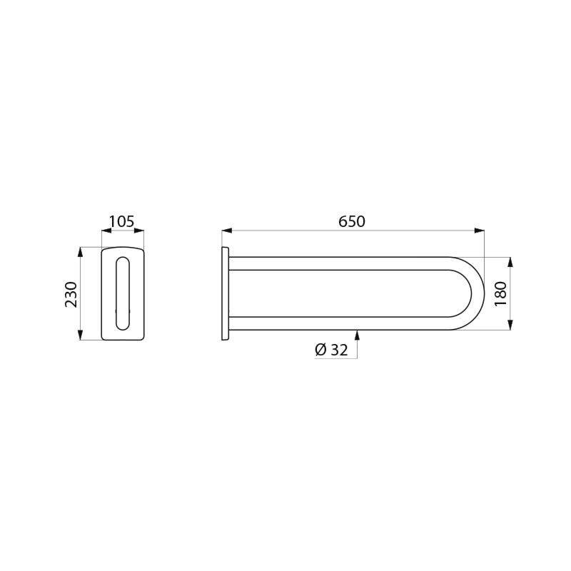 Delabie Stützgriff D32 L650mm Nylon weiß