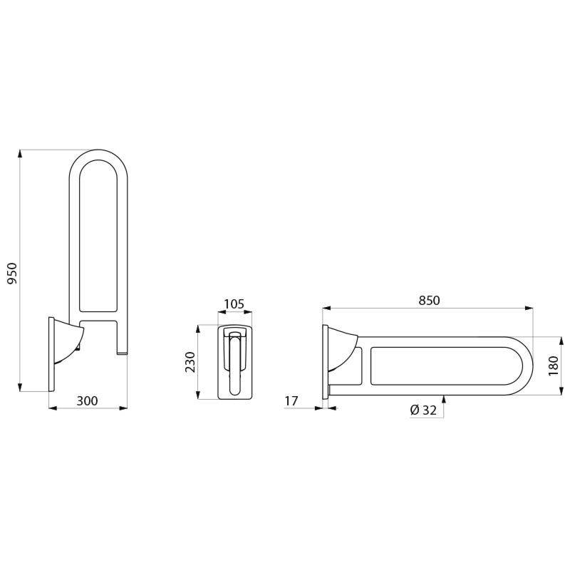 Delabie SK-Griff D32 L850mm Nylon weiß