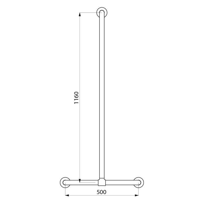 Delabie Handlauf T-Form verschiebbar D32 1160x500mm Edst. satiniert