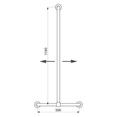 Delabie Handlauf T-Form verschiebbar D32 1160x500mm Edst. hgl. pol.