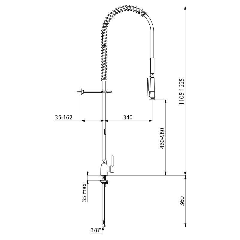 Delabie Geschirrspülbr. schw m. Mischer+Handbr.433010,o.Auslaufvent.