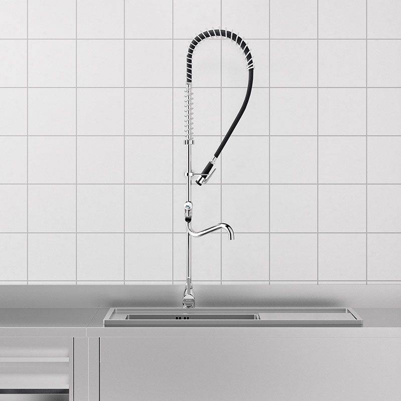 Delabie Geschirrspülbr. schw mit Mischer+Handbr. 433010,Auslaufvent.