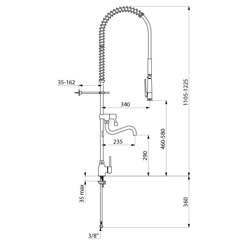 Delabie Geschirrspülbr. schw mit Mischer+Handbr. 433010,Auslaufvent.