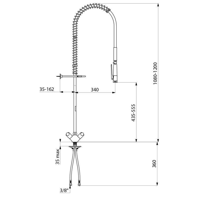 Delabie Geschirrspülbr. schw m. Mischer+Handbr.433010,o.Auslaufvent.
