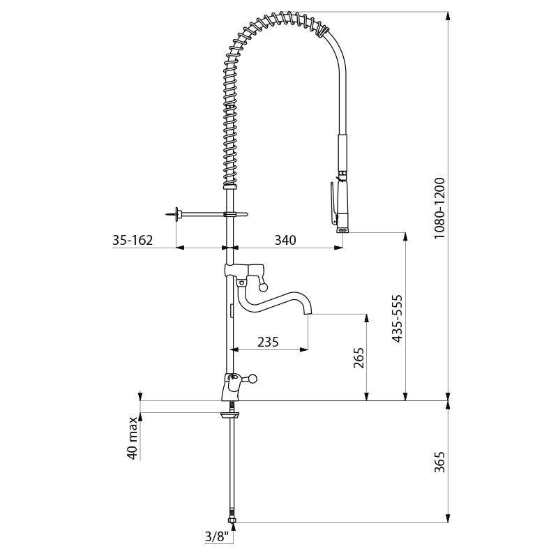 Delabie Geschirrspülbr. schw m. Mischer+Handbr.433010,o.Auslaufvent.
