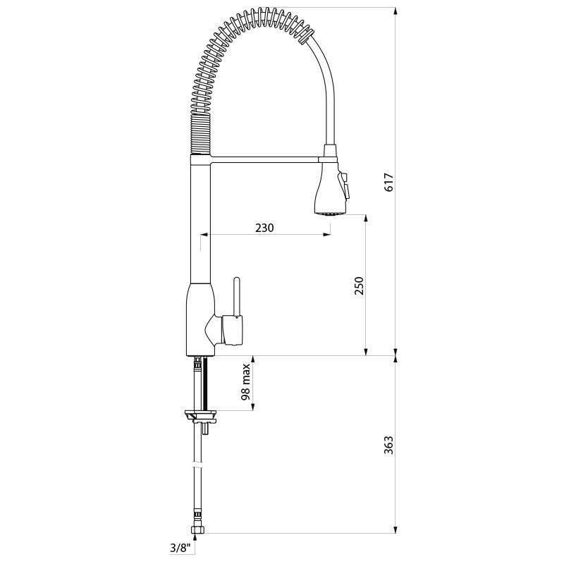 Delabie Geschirrspülbr. niedrig mit 1-Loch-Mischer ohne Auslaufvent.