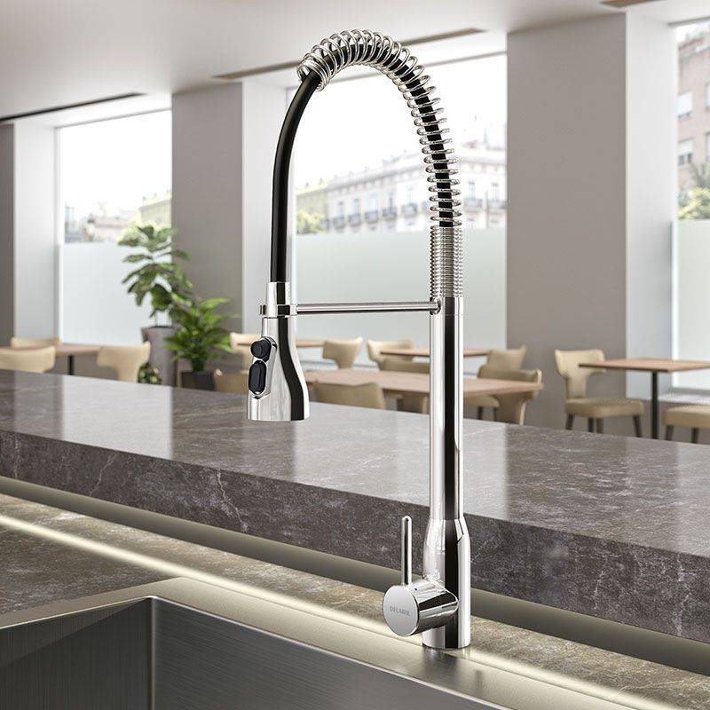 Delabie Geschirrspülbr. niedrig mit 1-Loch-Mischer ohne Auslaufvent.