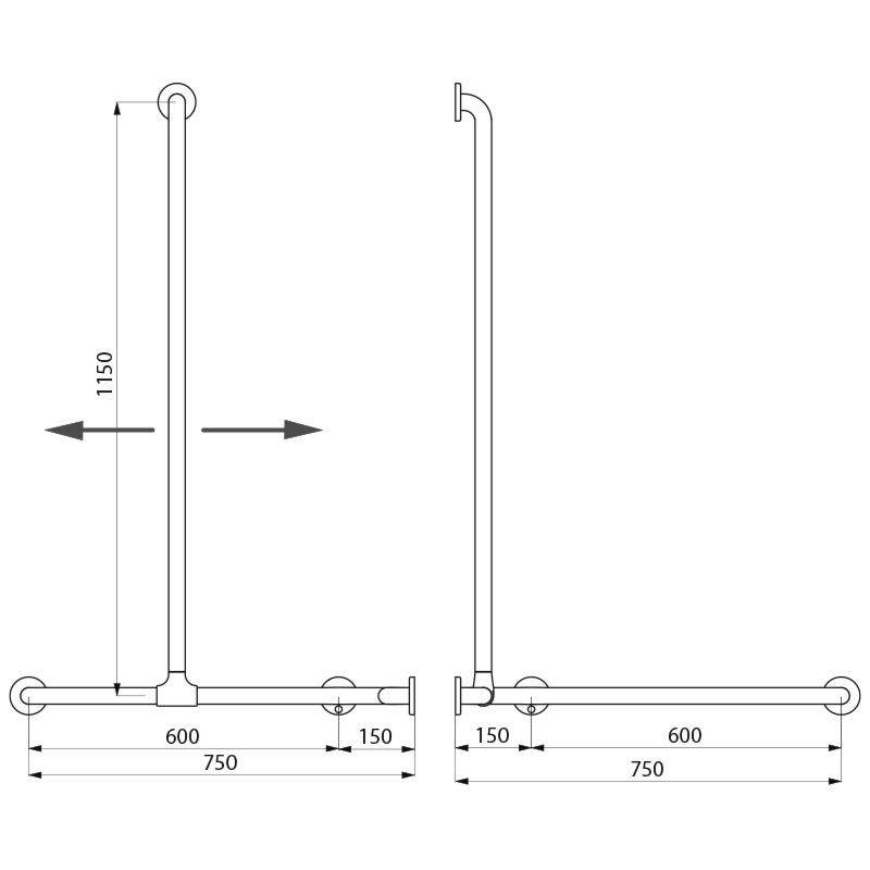 Delabie DUHA + Br.H.Stg. vertikal verschiebbar D32 mm Nylon weiß