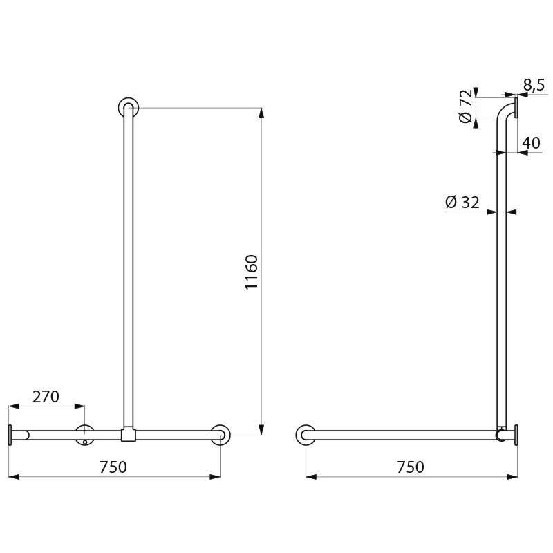Dealbie DUHA m. Br.H.Stg. vertikal verschiebbar D32mm Edst. sat.