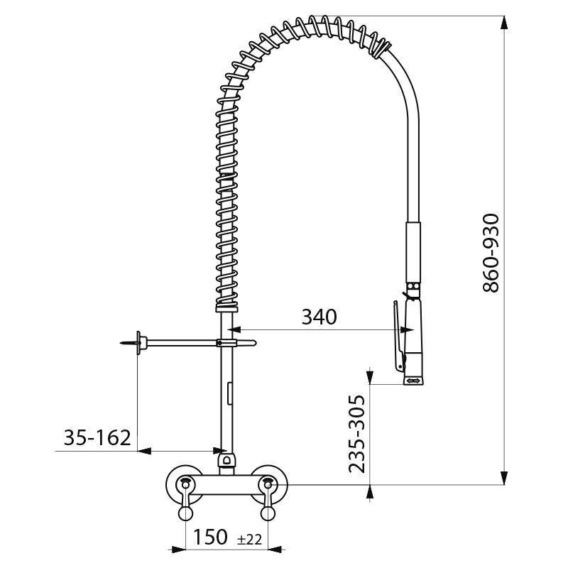 Delabie Geschirrspülbr schw m.Wandmischer+ Handbr.433010,o.Auslaufvent