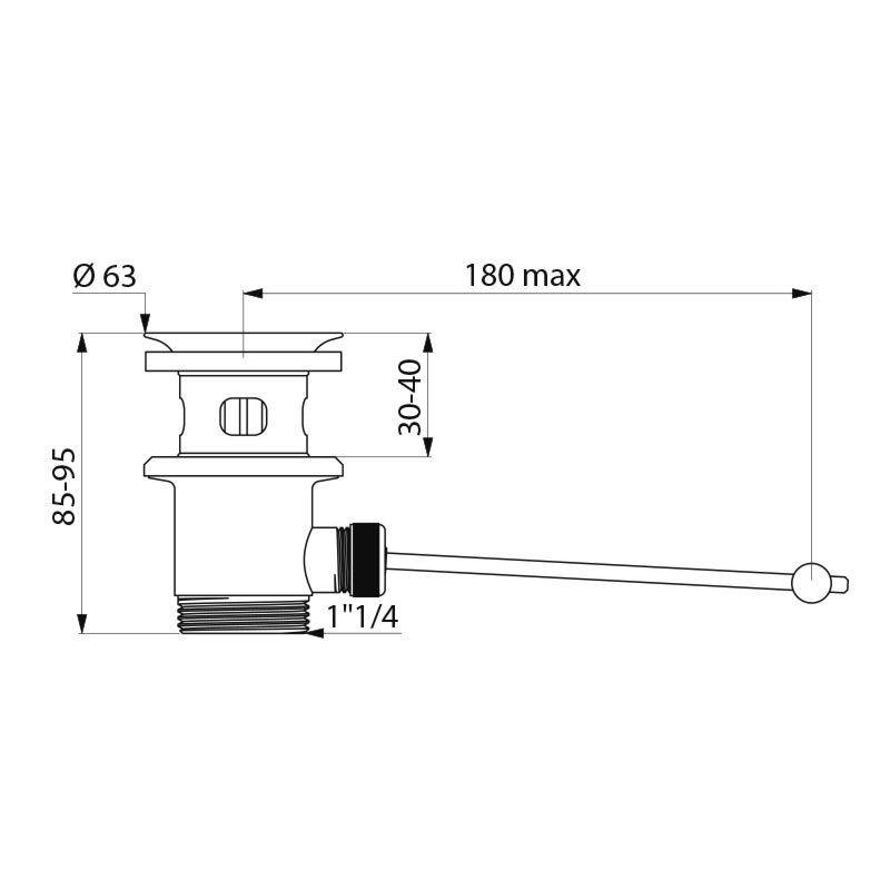 Delabie Exzenter-Ablaufventil 11/4" Messing verchromt