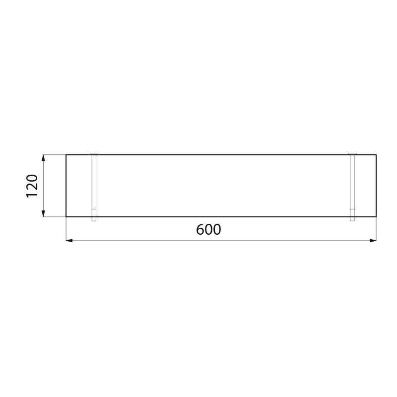 Delabie Glasablage W.-Mont. 120x600mm Kanten geschliffen