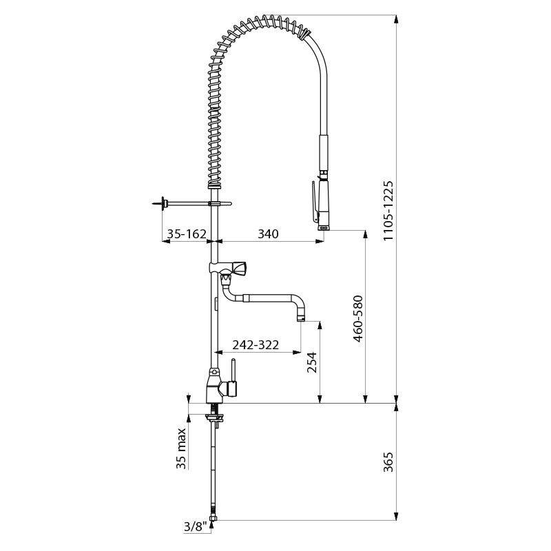 Delabie Geschirrspülbr. we m. Mischer + Handbr. 433000, Auslaufvent.