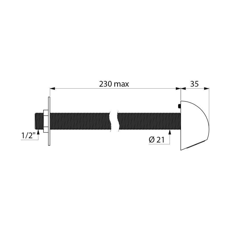 Delabie Br-Kopf ROUND vandalengesch. G1/2B f. Hinterwand-Mont. 230mm