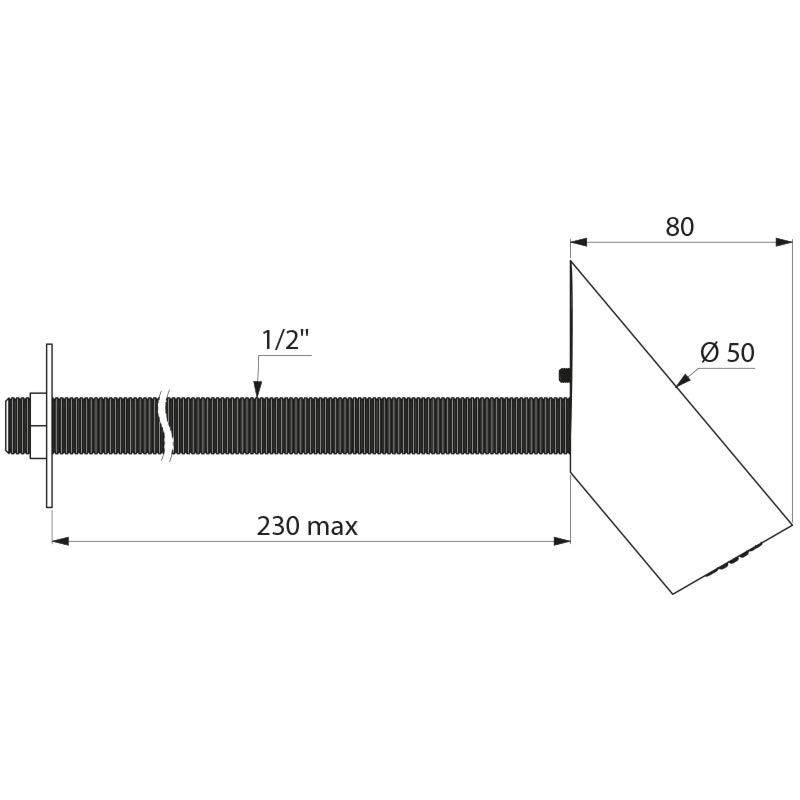 Delabie Brausekopf RAINY G1/2B für Hinterwandmontage 230mm