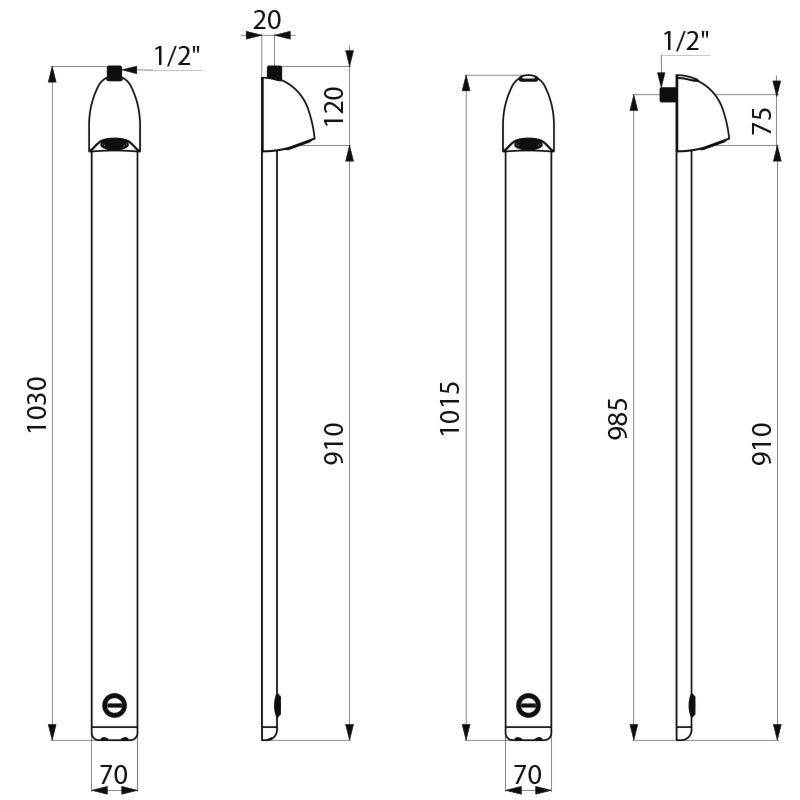 Delabie DU-Elem. SPORTING 2 G1/2B Alu anod.,Selbstschl.Vent. 30 Sek.