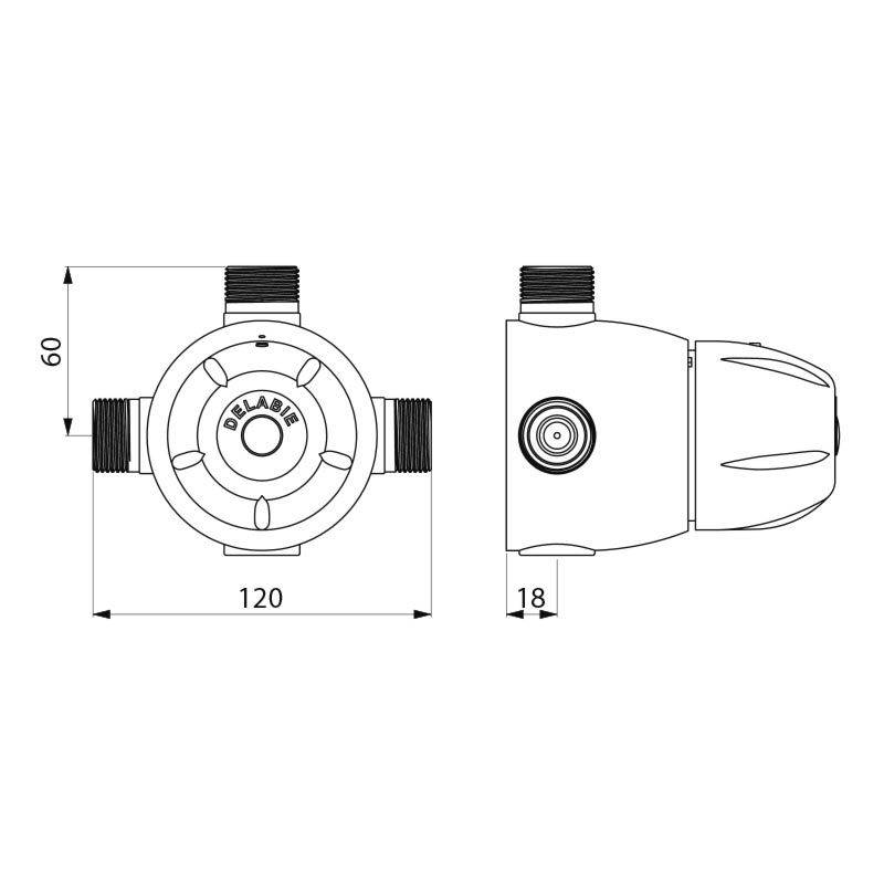 Delabie Gruppenthermostat MBatt. PREMIX COMFORT 55 G3/4B 55 l/min