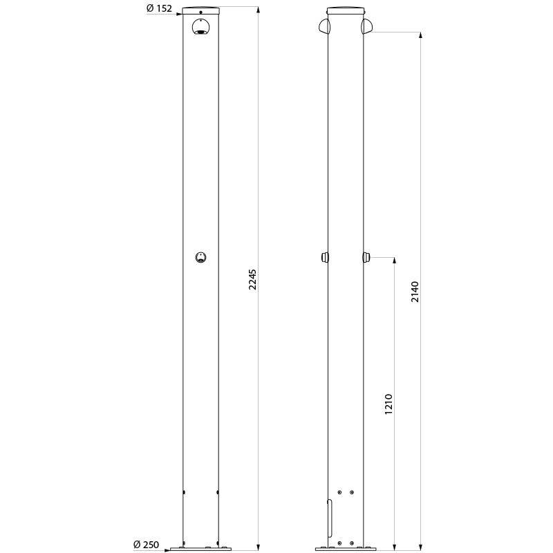 Delabie Standbrause für Außenbereich mit 2 Duschen