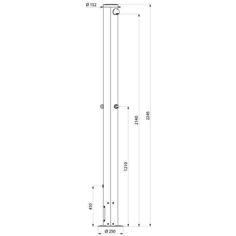 Delabie Standbrause für Außenbereich mit 2 Duschen + 1 Fußbrause