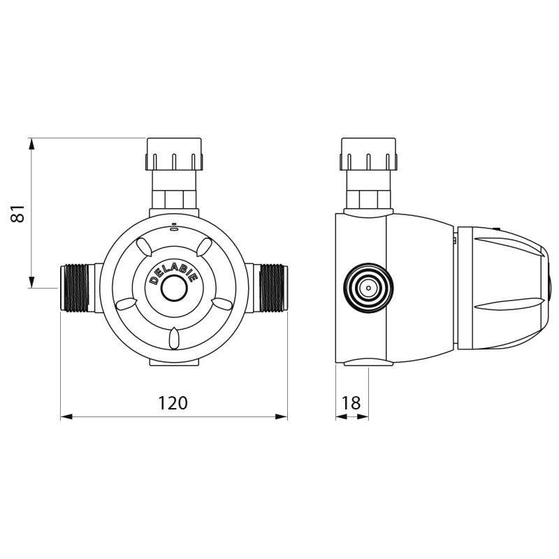 Delabie Thermostat de groupe PREMIX COMFORT T2 G3/4B 55 l/min