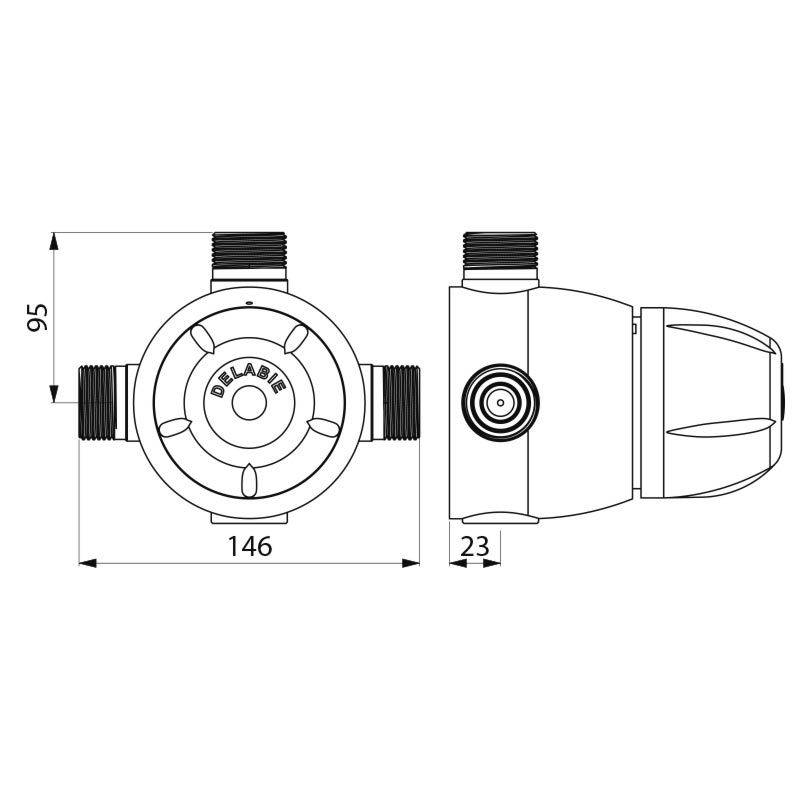 Delabie thermostat de groupe PREMIX COMFORT T3 G1B 90 l/min