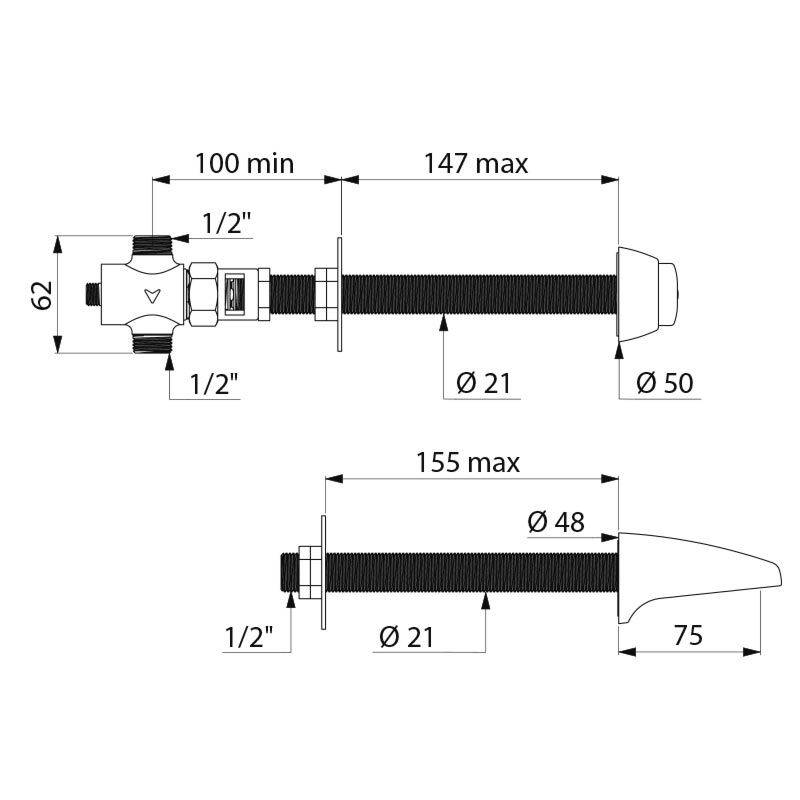 Delabie Kombi Vent.TEMPOSTOP AB G1/2B Hw.-Mont.