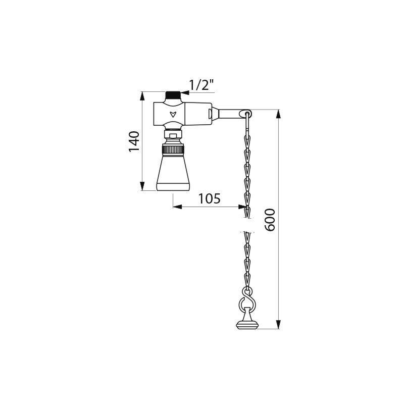 Delabie DU Ventil TEMPOSTOP G1/2B Kettenbet. 15 Sek., GYM Komfort