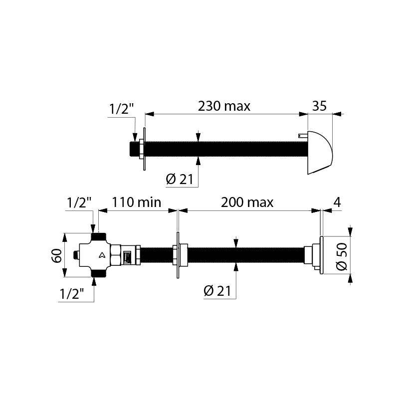 Delabie DU-Kombi TEMPOSTOP AB Hw.-Mont. 200