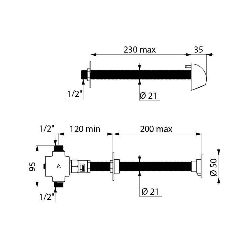 Delabie DU-Kombi TEMPOSTOP G1/2B selbstschl.Hw.-Mont.200 30 Sek,ROUND