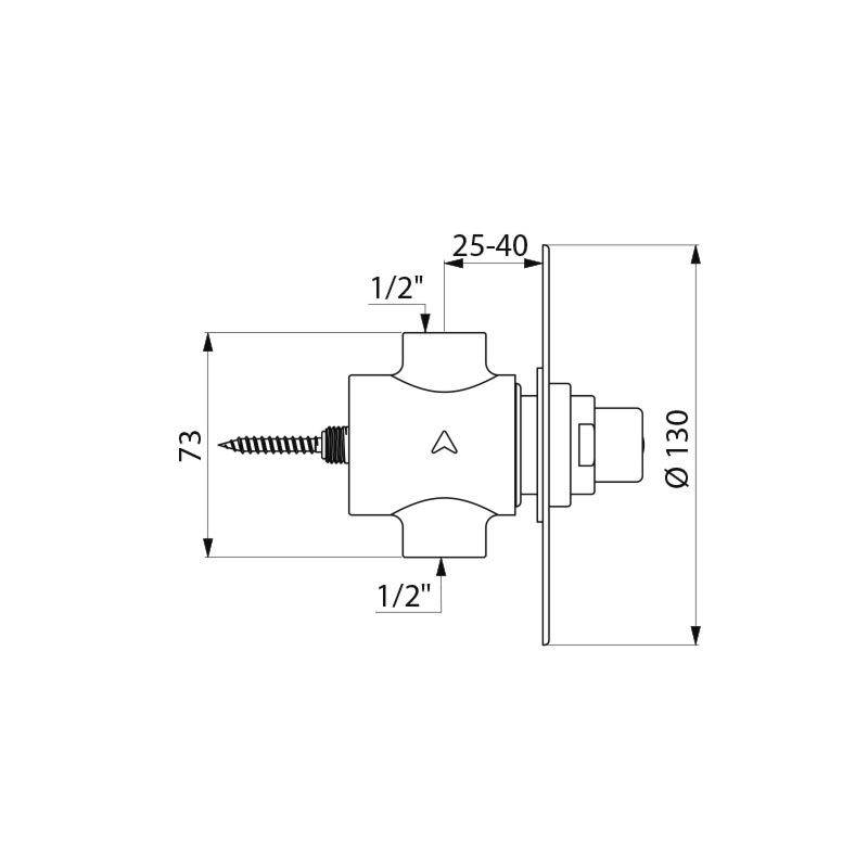 Delabie DU-Selbstschl.Vent.TEMPOSTOP G1/2 UP 30Sek,m.Ros.Edst.D130mm
