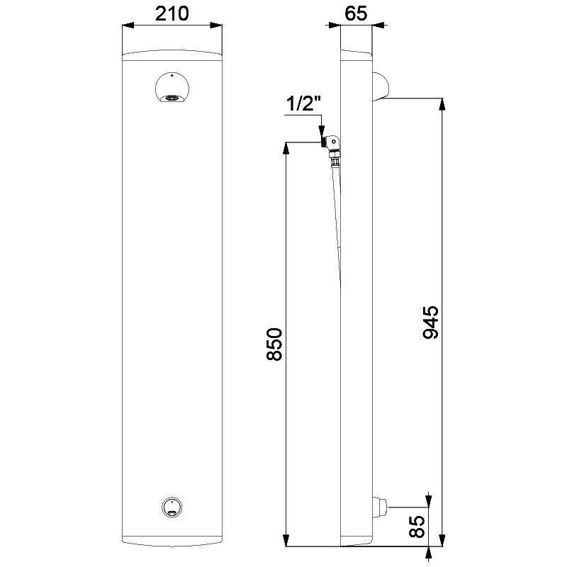 Delabie Duschelement TEMPOSOFT Ventil Alu Anschluss verdeckt 30 Sek.