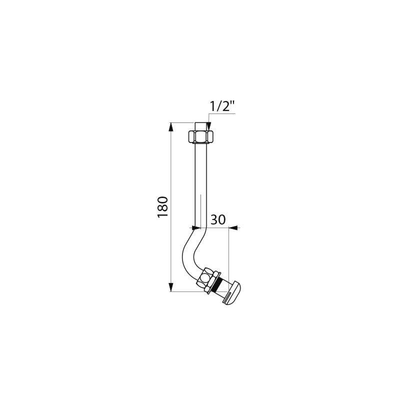 Delabie Spülrohr f. Urinal G1/2 m. Sprühdüse für J.DELAFON COQUILLE