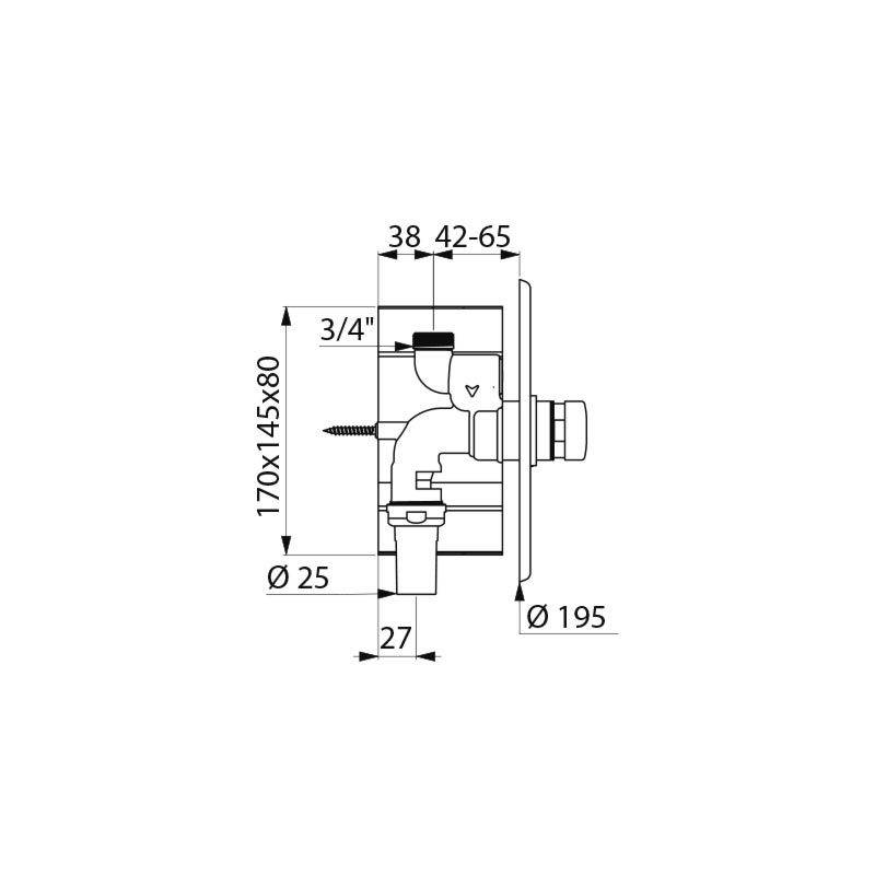 Delabie Druckspüler TEMPOFLUX WC G3/4B UP/Ros. verchr. D195mm,7 Sek.