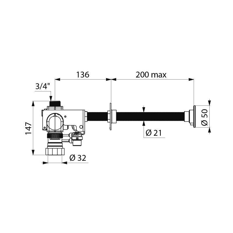 Delabie DrSp. TEMPOFLUX 3 WC G3/4B, AB, 6l, Hw.-Mont. 200mm