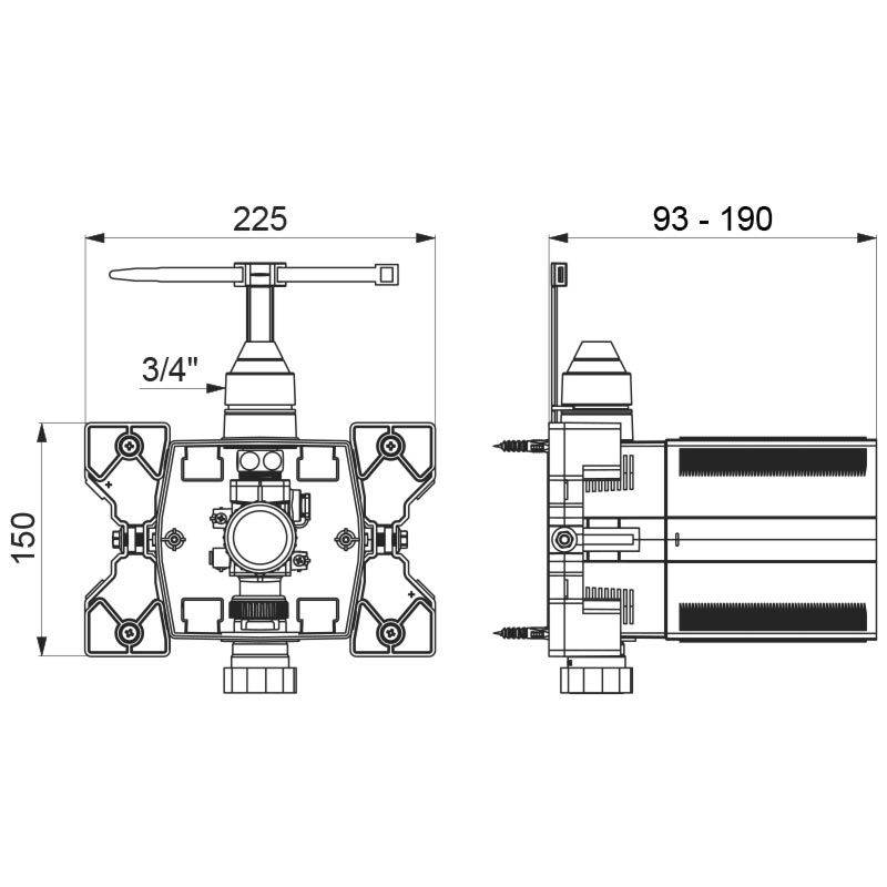 Delabie WC-Druckspüler TEMPOFLUX 3 UP, 3/4", AB, 3l/6l, Set 1/2