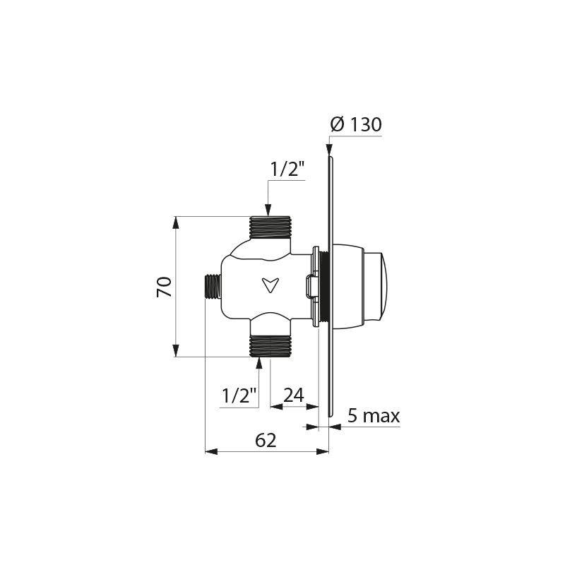 Delabie UR-Spülarmatur TEMPOSOFT2 G1/2B UP 3 Sek. mit Rosette