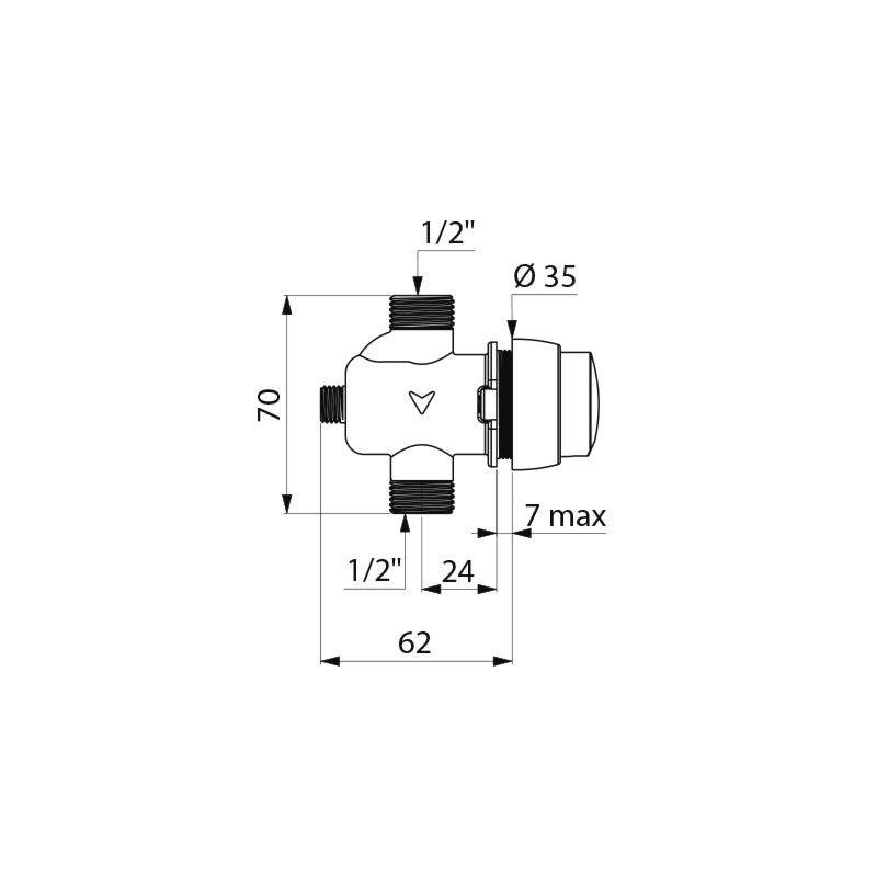 Delabie UR-Spülarmatur TEMPOSOFT2 G1/2B für Paneel 7mm 3 Sek.