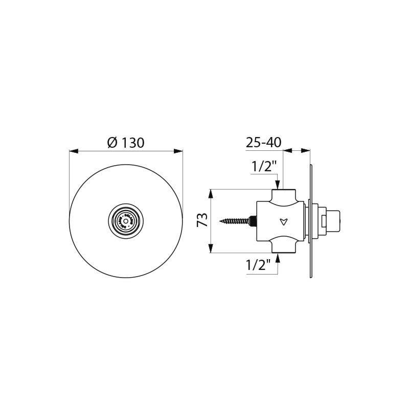 Delabie Urinal-Spülarmatur TEMPOSTOP G1/2 UP 7 Sek, mit Rosette