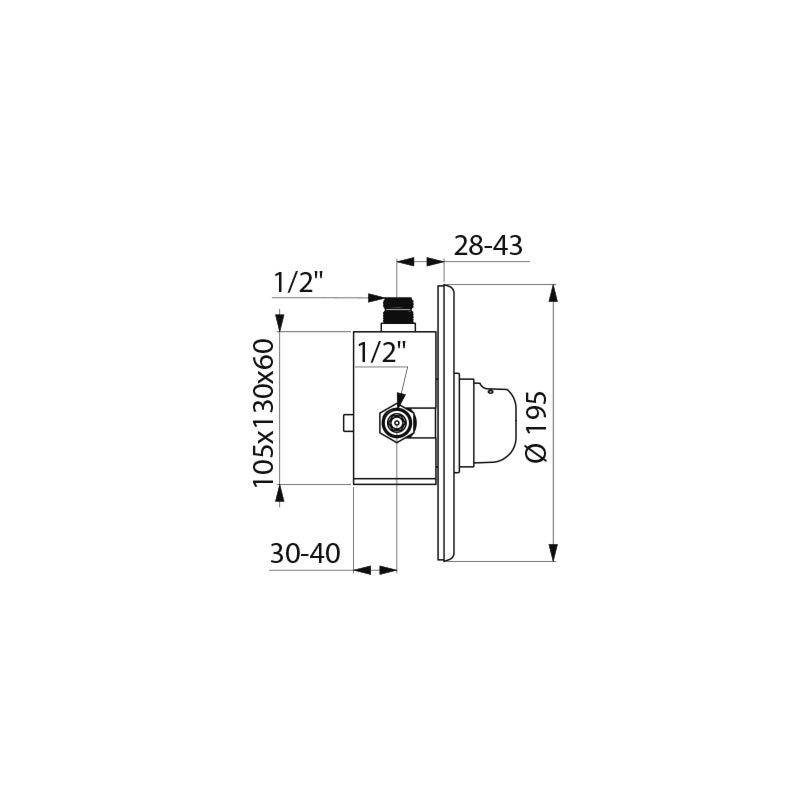 Delabie DU-Selbstschl.MBatt. TEMPOMIX G1/2B D14 UP 30Sek, Ros.D195mm