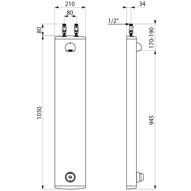 Delabie DU-Elem. TEMPOMIX Alu, Selbstschl.MBatt.,Anschl. ob.,30 Sek.