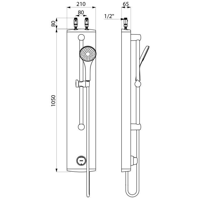 Delabie DU-Elem. TEMPOMIX Alu MBatt.,Anschluss ob.,30 Sek.,m.Handbr.