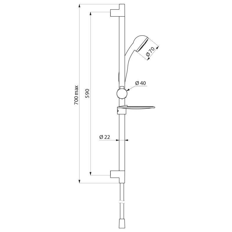 Delabie Brausegarnitur Monostrahl mit Brausestange D22mm