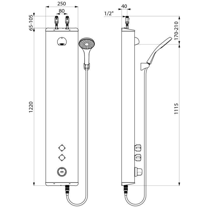 Delabie DU-Elem. SECURITH. Therm.,Edst.,Anschl.o.,Handbr.,Halterung