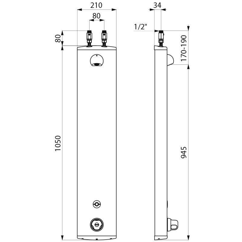 Delabie Du-Elem. SECURITHERM Therm. 6V Batt.,Alu., Anschl. oben