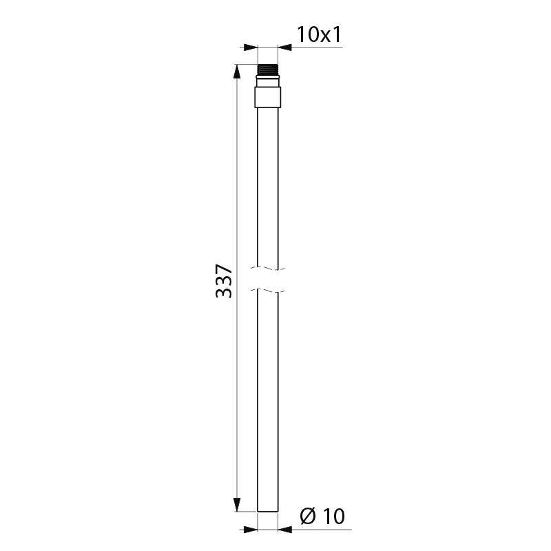 Delabie Kupferrohr unverchromt M10x1AG L365mm, 2 Stück
