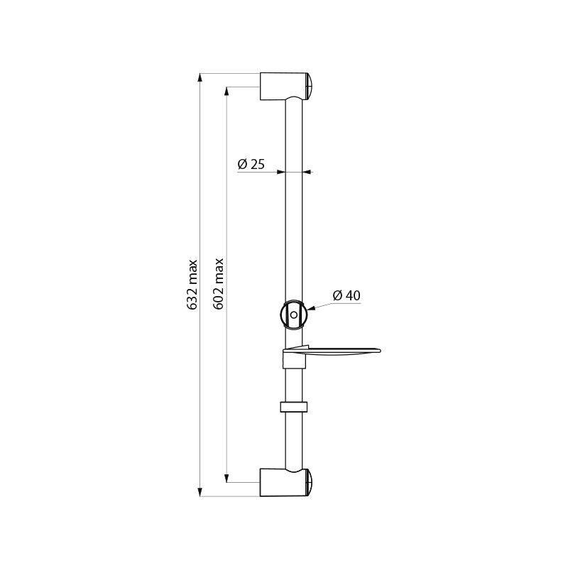 Delabie Brausestg. D25mm verchromt, zuschneidbar Seifenabl. AM 540mm
