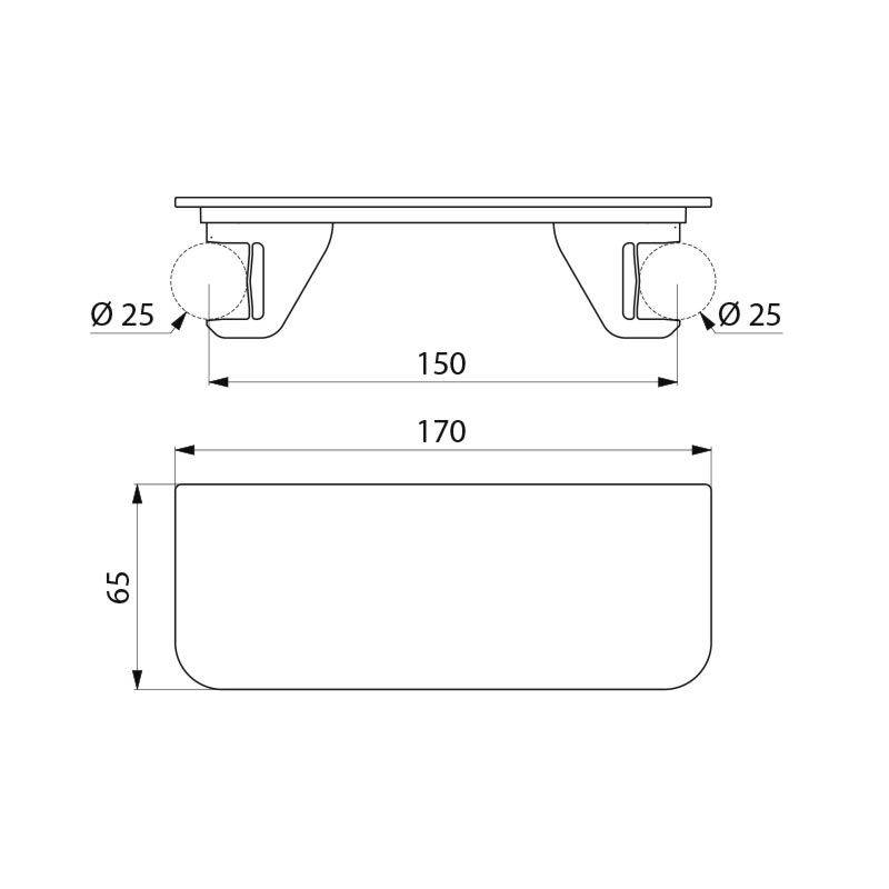 Delabie Ablage für Zweigriff-Thermostat-Brausearmaturen