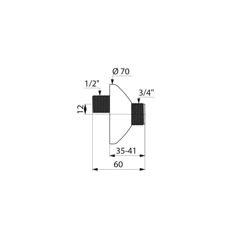 Delabie 2 St. S-Anschlüsse G1/2B x G3/4B 12mm, mit Rosette